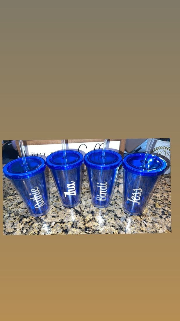 Blue acrylic name cups