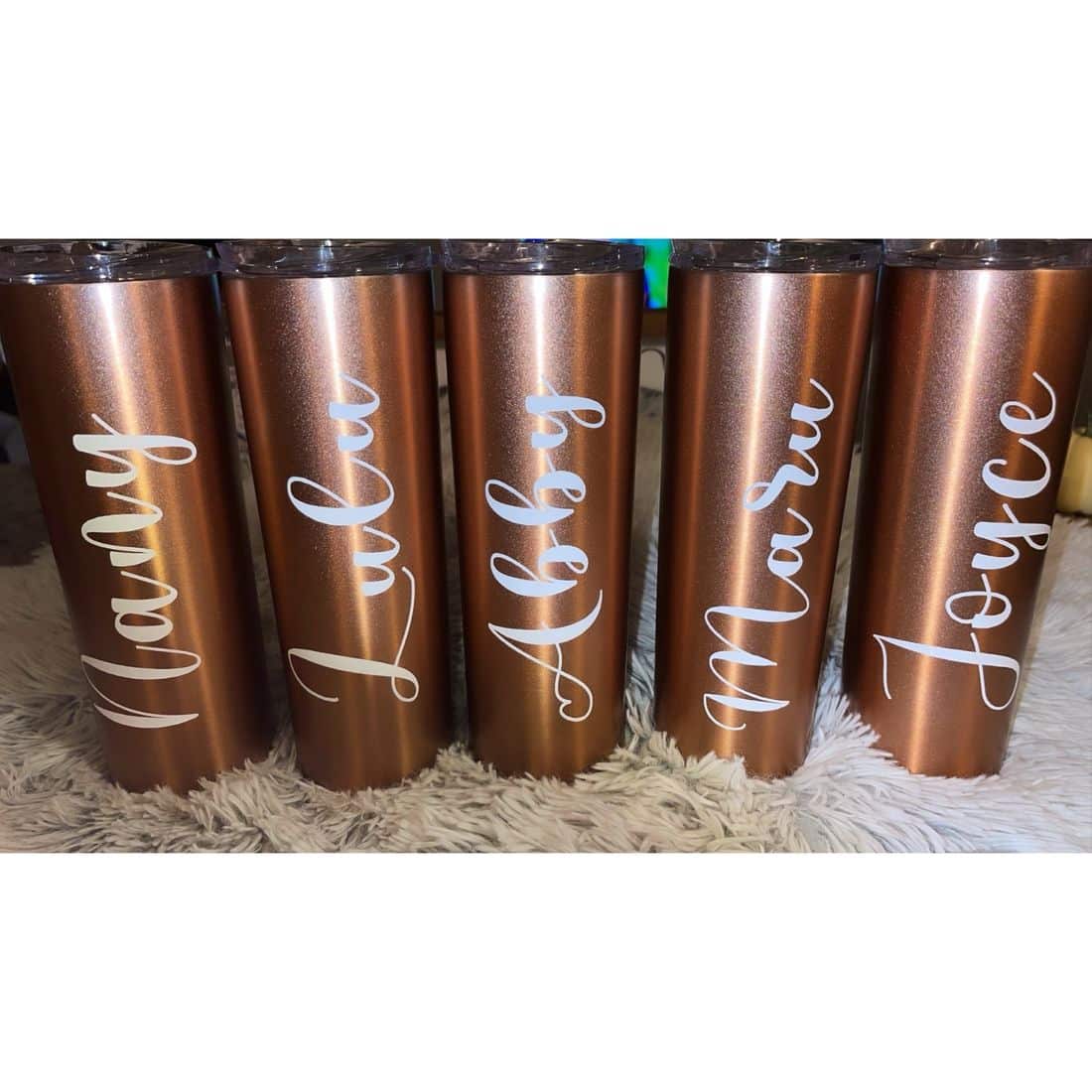 Rose gold name tumblers
